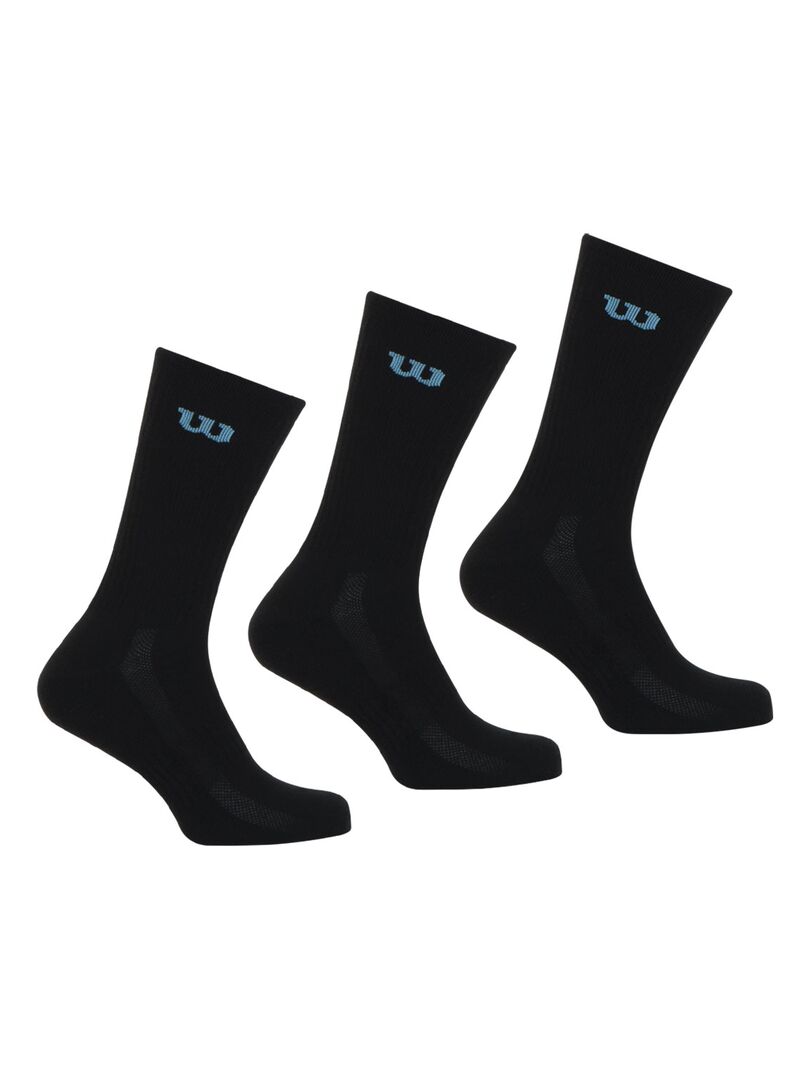 WILSON - Lot de 3 paires de chaussettes mi-hautes homme Essentiel Taille :  43/46 - Couleur : Noir-Noir-Noir