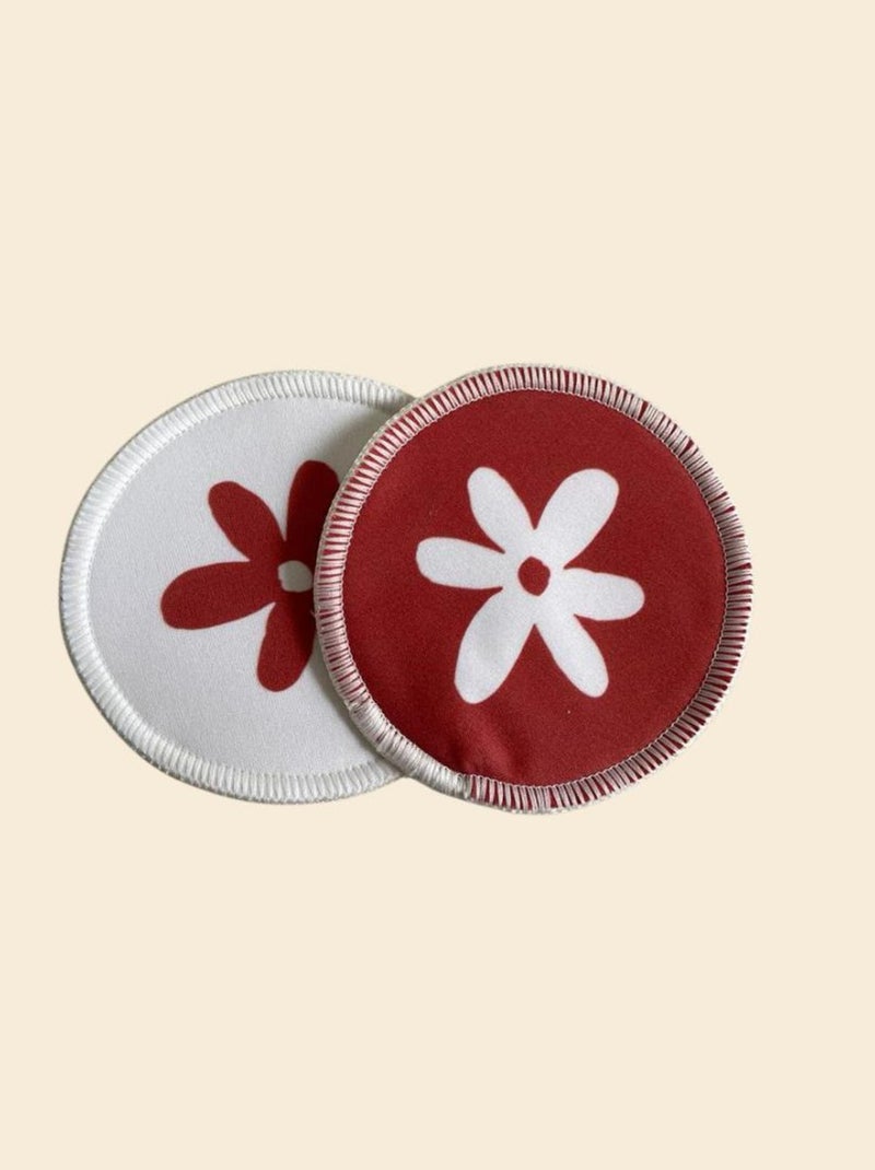 Lot de 3 paires de coussinets d'allaitement lavables - Langeline Blanc Rouge Bleu - Kiabi
