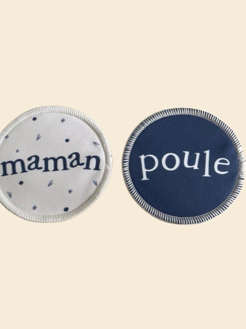 Lot de 3 paires de coussinets d'allaitement lavables - Langeline Blanc Rouge Bleu - Kiabi