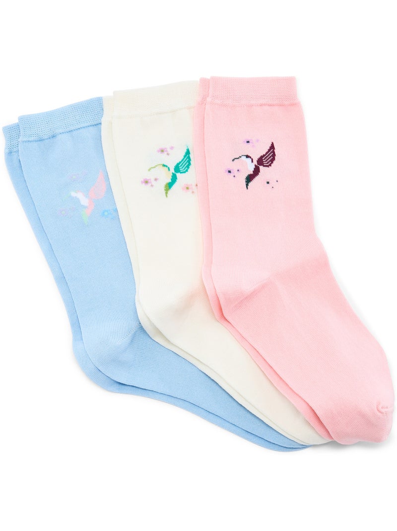 Lot de 3 paires de mi-chaussettes - DAXON Blanc Rose Bleu - Kiabi