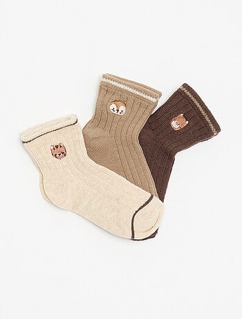 Lot de 3 paires de mi-chaussettes avec broderie fantaisie