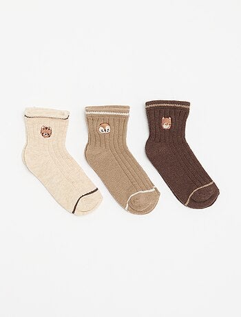 Lot de 3 paires de mi-chaussettes avec broderie fantaisie