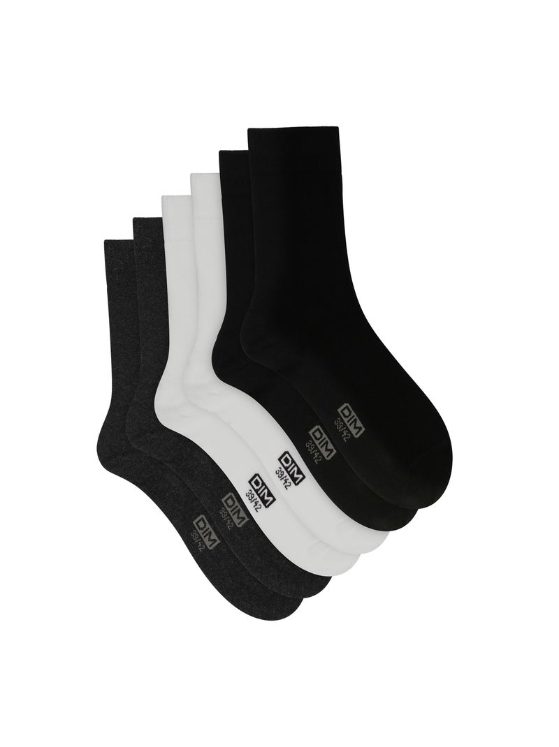 Lot de 3 Paires de Mi-Chaussettes Basique Coton Blanc - Kiabi