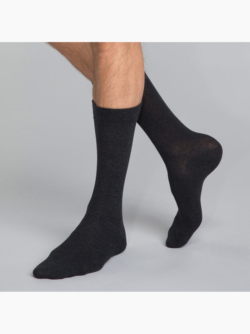 Lot de 3 Paires de Mi-Chaussettes Basique Coton Gris - Kiabi