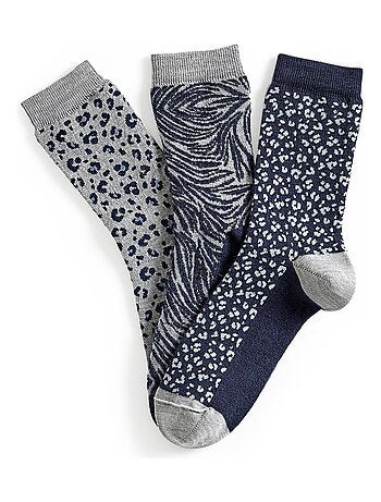 Lot de 3 paires de mi-chaussettes maille jacquard laine et Thermolactyl - Damart
