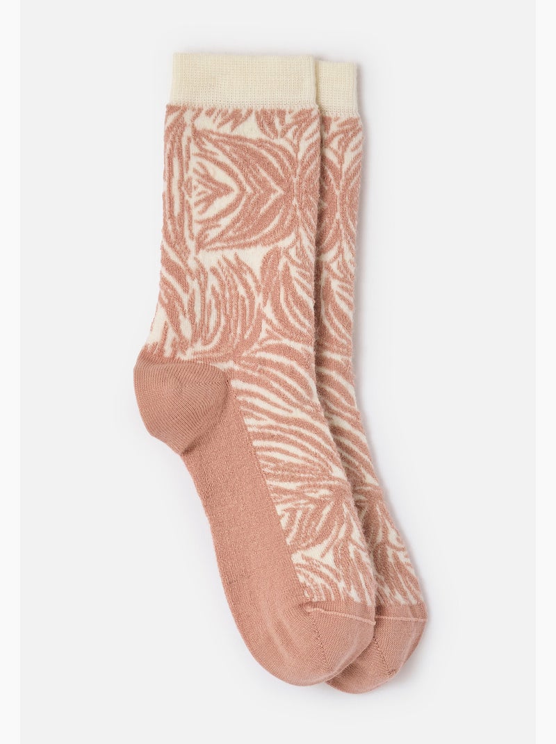 Lot de 3 paires de mi-chaussettes maille jacquard laine et Thermolactyl - Damart Rose - Kiabi