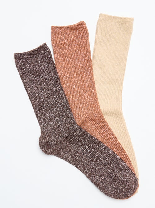 Lot de 3 paires de mi-chaussettes pailletées - Kiabi