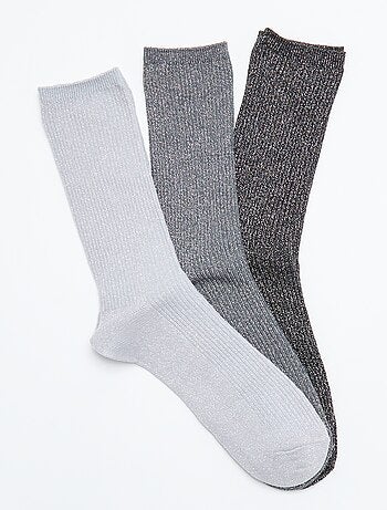 Lot de 3 paires de mi-chaussettes pailletées