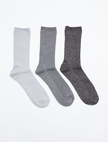 Lot de 3 paires de mi-chaussettes pailletées