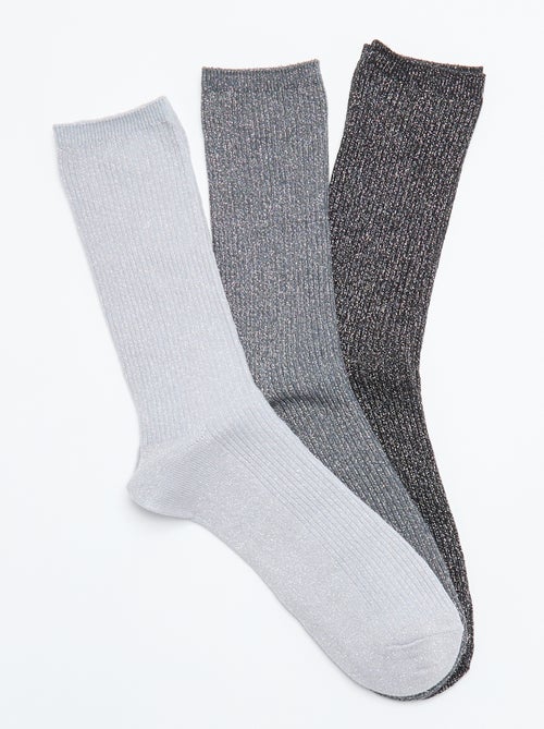 Lot de 3 paires de mi-chaussettes pailletées - Kiabi