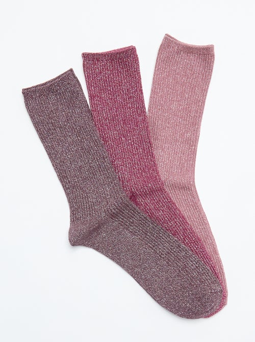 Lot de 3 paires de mi-chaussettes pailletées - Kiabi