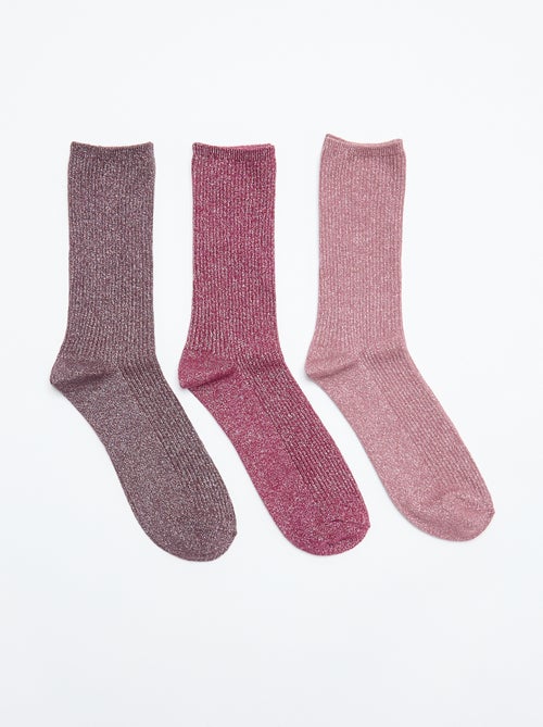 Lot de 3 paires de mi-chaussettes pailletées - Kiabi
