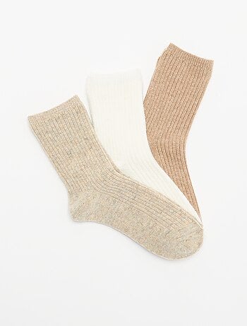 Lot de 3 paires de mi-chaussettes unies