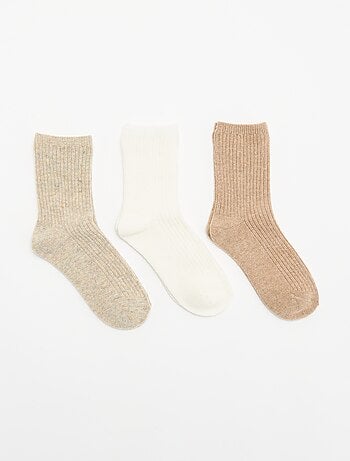 Lot de 3 paires de mi-chaussettes unies