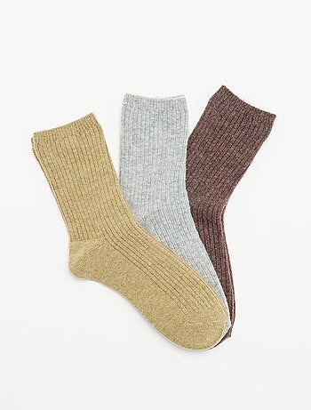 Lot de 3 paires de mi-chaussettes unies