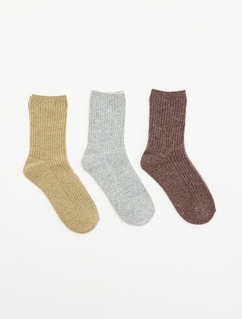 Lot de 3 paires de mi-chaussettes unies