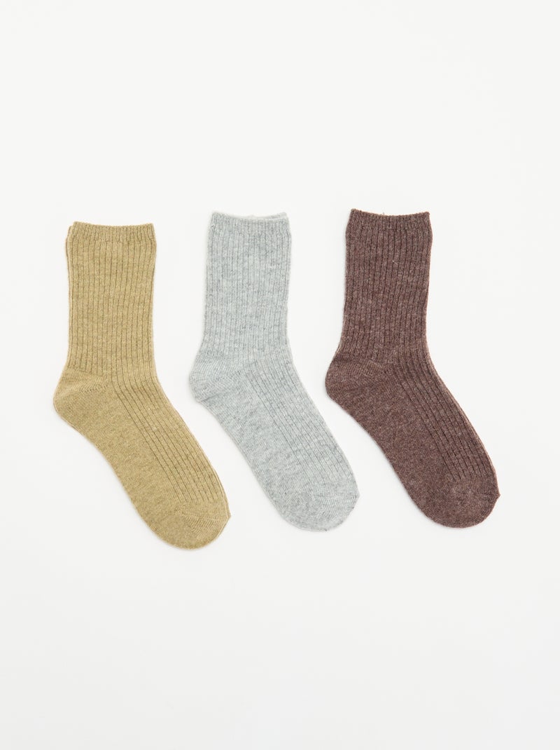 Lot de 3 paires de mi-chaussettes unies Marron - Kiabi