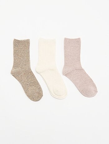 Lot de 3 paires de mi-chaussettes unies