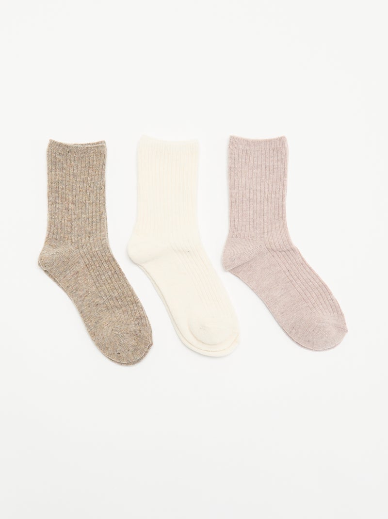 Lot de 3 paires de mi-chaussettes unies Rose - Kiabi