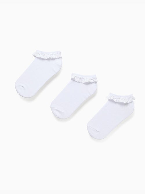 Lot de 3 paires de socquettes avec détail en dentelle - Kiabi