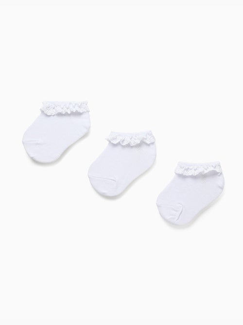 Lot de 3 paires de socquettes avec détail en dentelle - Kiabi