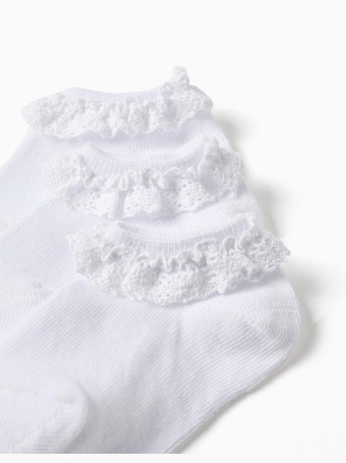 Lot de 3 paires de socquettes avec détail en dentelle - Kiabi