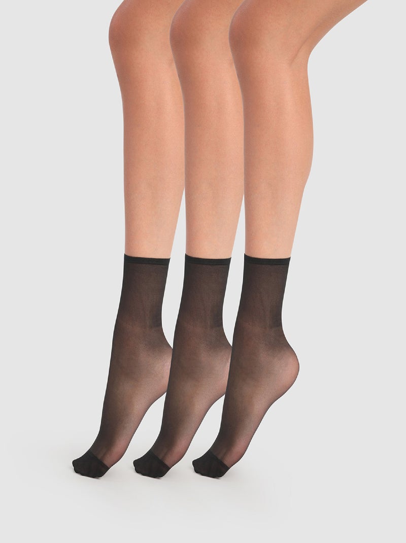 Lot de 3 paires de Socquettes Beauty Resist Noir - Kiabi