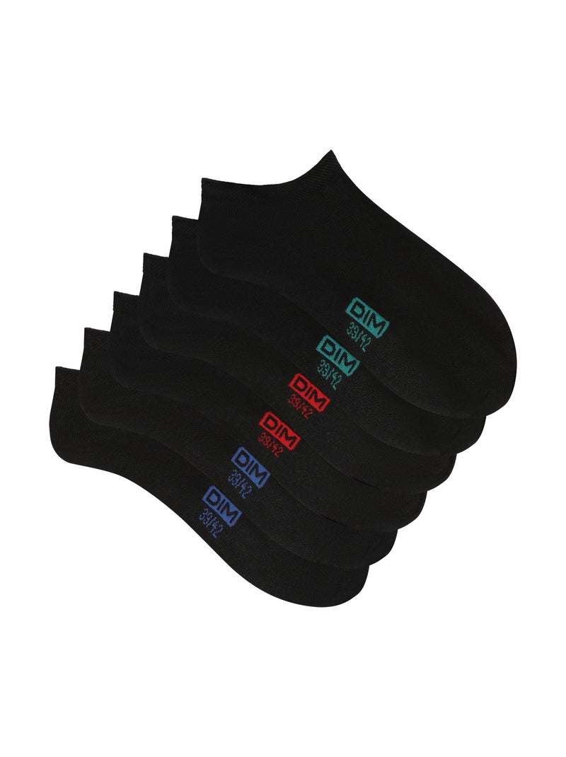 Lot de 3 Paires de Socquettes Courtes Basique Coton Noir - Kiabi