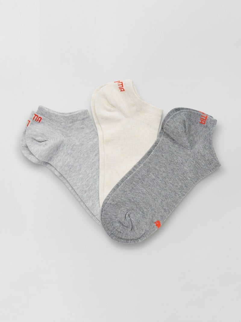Lot de 3 paires de socquettes 'Puma' beige/gris - Kiabi