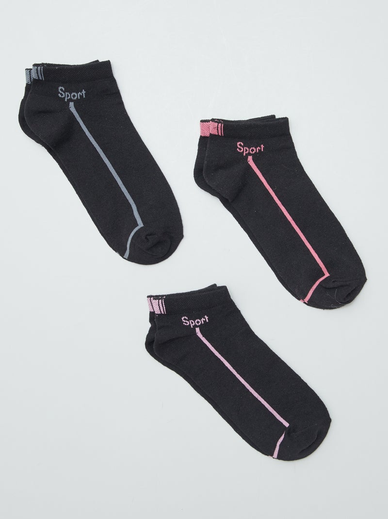 Lot de 3 paires socquettes Noir - Kiabi