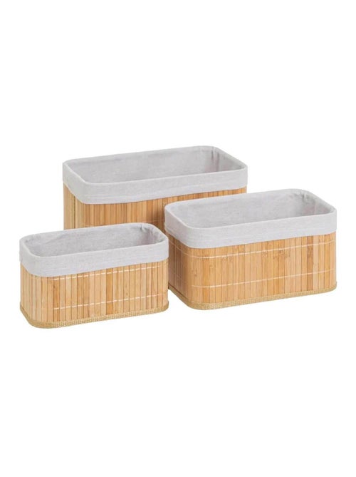 Lot de 3 panières de rangement en bambou - Kiabi
