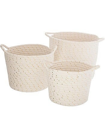 Lot de 3 paniers à anses en coton tressé BODHI