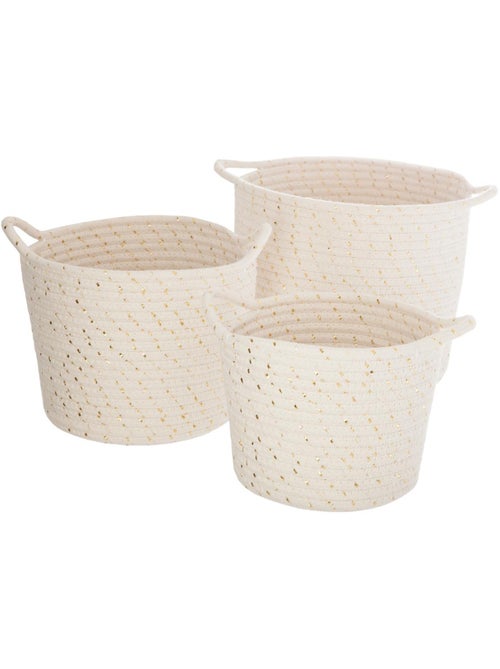 Lot de 3 paniers à anses en coton tressé BODHI - Kiabi