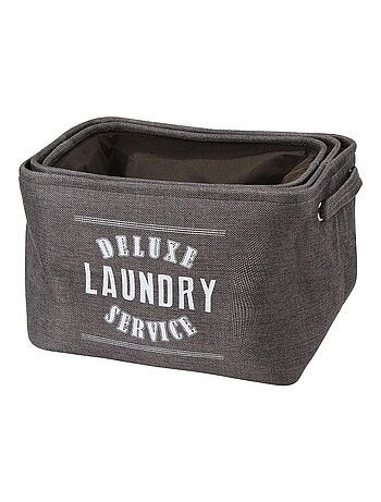 Lot De 3 Paniers À Linge En Toile Grise