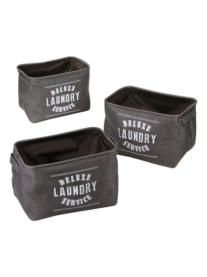 Lot De 3 Paniers À Linge En Toile Grise gris clair - Kiabi