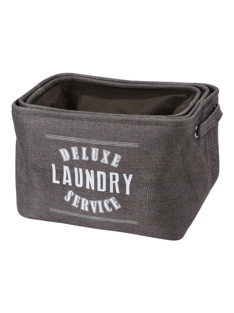 Lot De 3 Paniers À Linge En Toile Grise gris clair - Kiabi