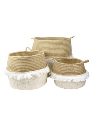 Lot de 3 paniers de rangement à franges VANILLA
