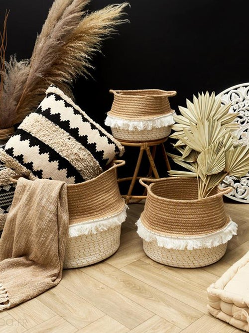 Lot de 3 paniers de rangement à franges VANILLA - Kiabi