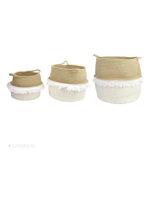 Lot de 3 paniers de rangement à franges VANILLA - Kiabi