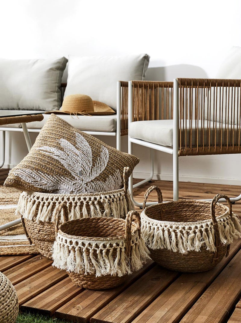 Lot de 3 paniers de rangement ADELAIDE Blanc Marron - Kiabi