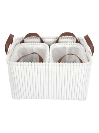 Lot de 3 paniers de rangement en tissu côtelé