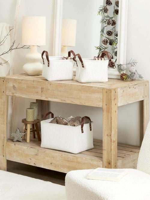 Lot de 3 paniers de rangement en tissu côtelé - Kiabi