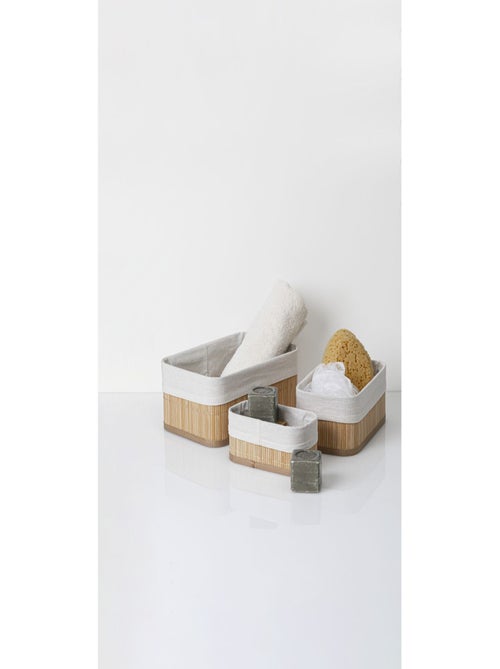 Lot de 3 paniers en bambou naturel et polyester - Kiabi