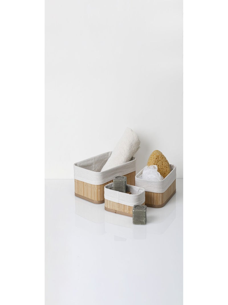 Lot de 3 paniers en bambou naturel et polyester Beige - Kiabi