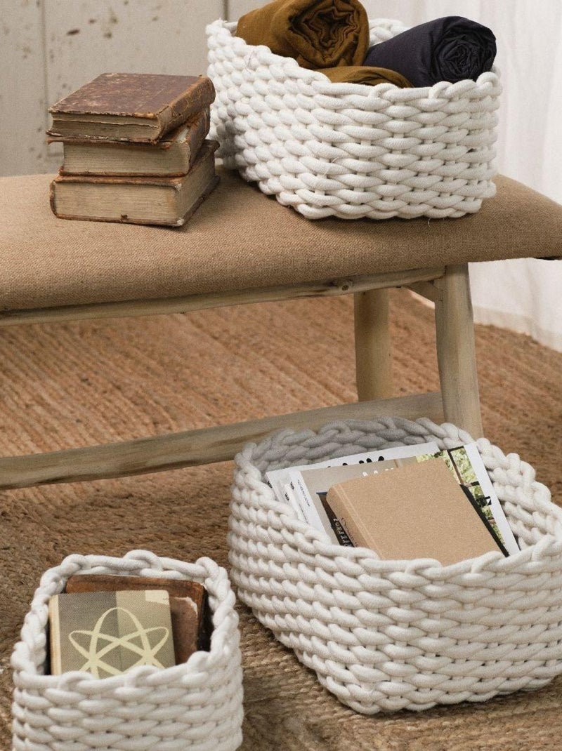 Lot de 3 paniers en corde INDIES Blanc - Kiabi
