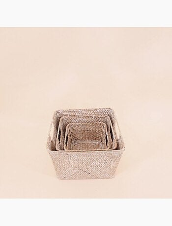 Lot de 3 paniers en fibre naturelle