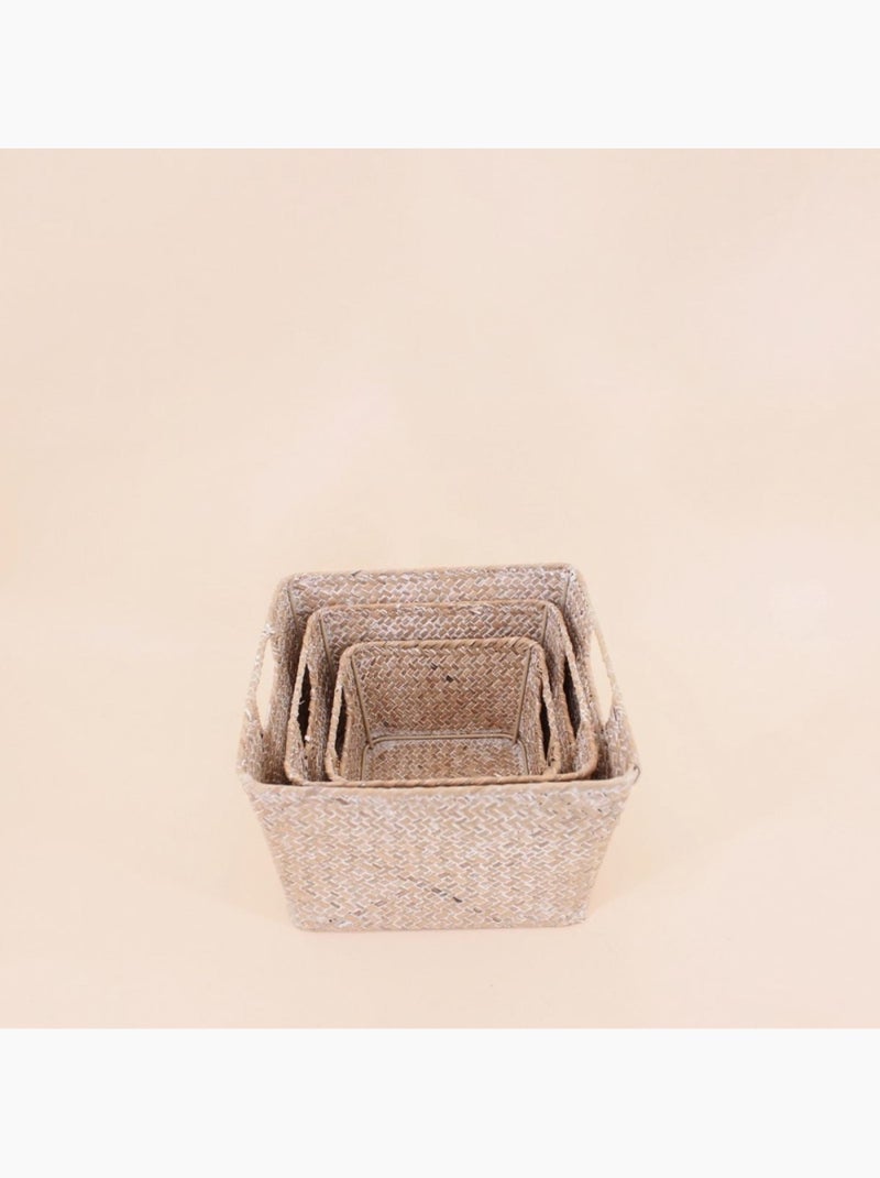 Lot de 3 paniers en fibre naturelle Beige - Kiabi