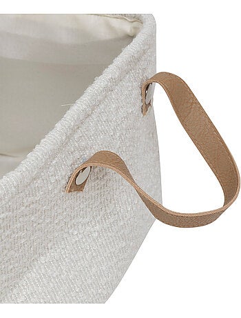 Lot de 3 paniers en tissu bouclette à poignées effet cuir LOE