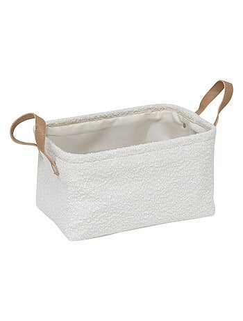 Lot de 3 paniers en tissu bouclette à poignées effet cuir LOE