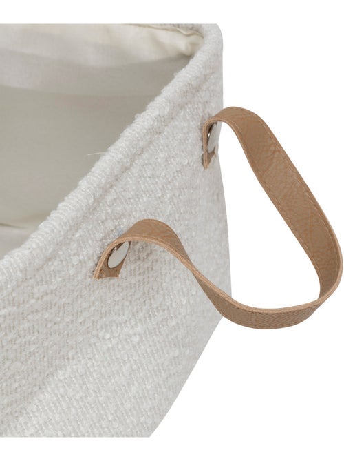 Lot de 3 paniers en tissu bouclette à poignées effet cuir LOE - Kiabi